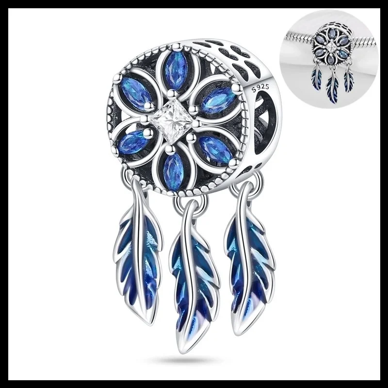 

Original 925 sterling silver Dreamcatcher Charms Pendant Fit DIY bracelet necklace Gift for Her，Colgante Plata