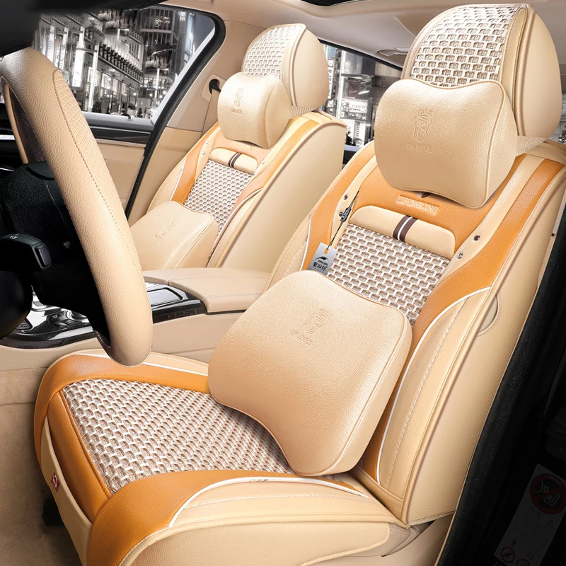 Seat Covers Pu Leather Car Seat Cover Simple with Pillows Full Set Car Leather Multicolor Wholesale 9D Auto Car Save Universal