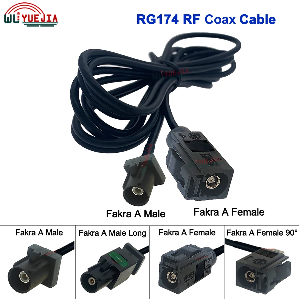 

RG-174 Cable Black Fakra A Type Male Female to Fakra A Jack Connector 50 ohm RF Coaxial Cable For GPS or Satellite Radio Systems