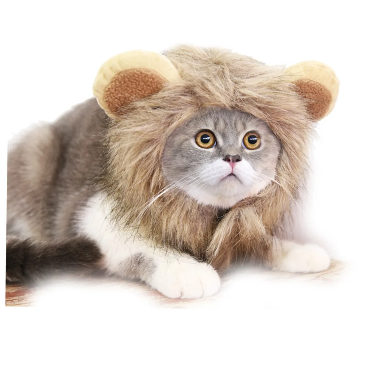 Lion Head Cover Hat Yellow Simulation Cat Ears Small Dog Dog Pet Cute Headwear Accessory Daily Wear