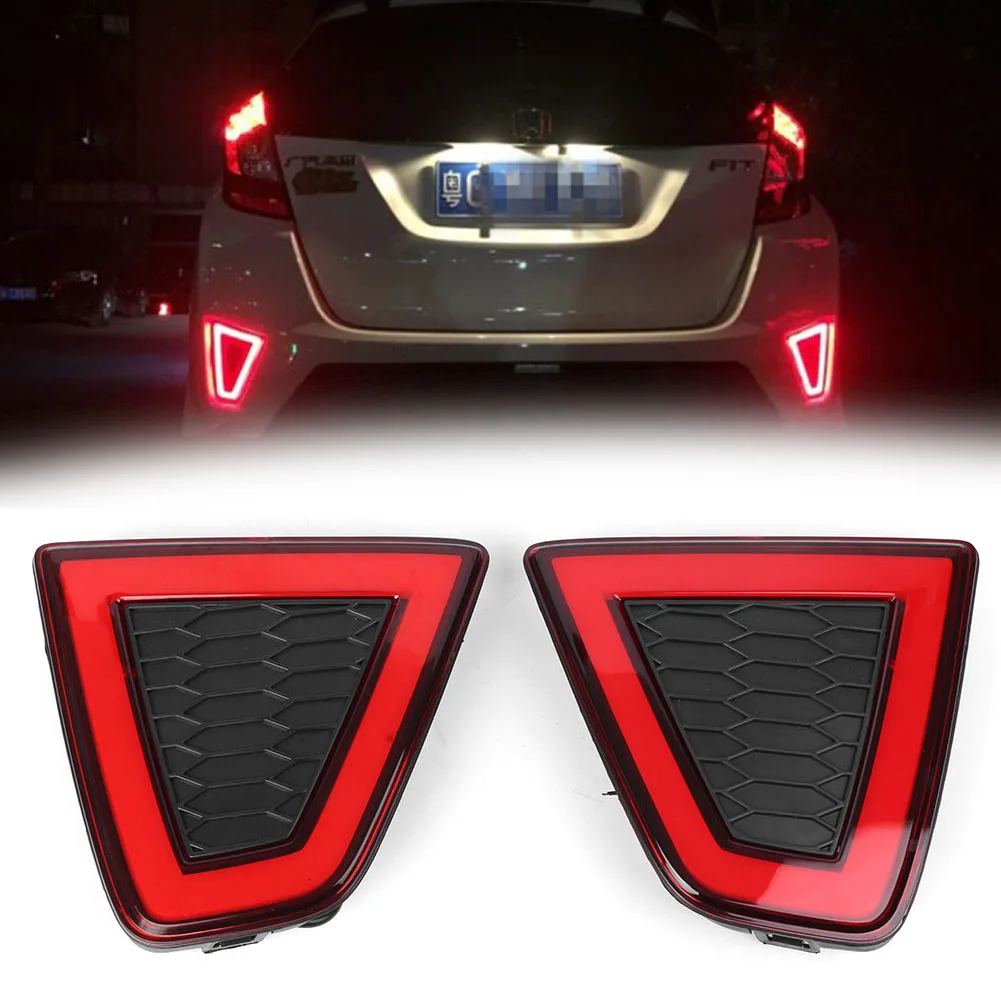 2PCS Car Rear Bumper Lights LED Fog Lamp Brake Tail Lights For Honda Jazz Fit 2014 2015