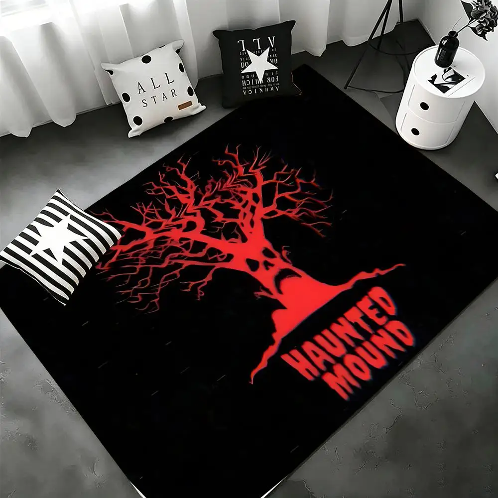 Floor Mat Suitable for home decor, non-slip flannel mat for kids, ideal as a gift. H-Haunted Mounds