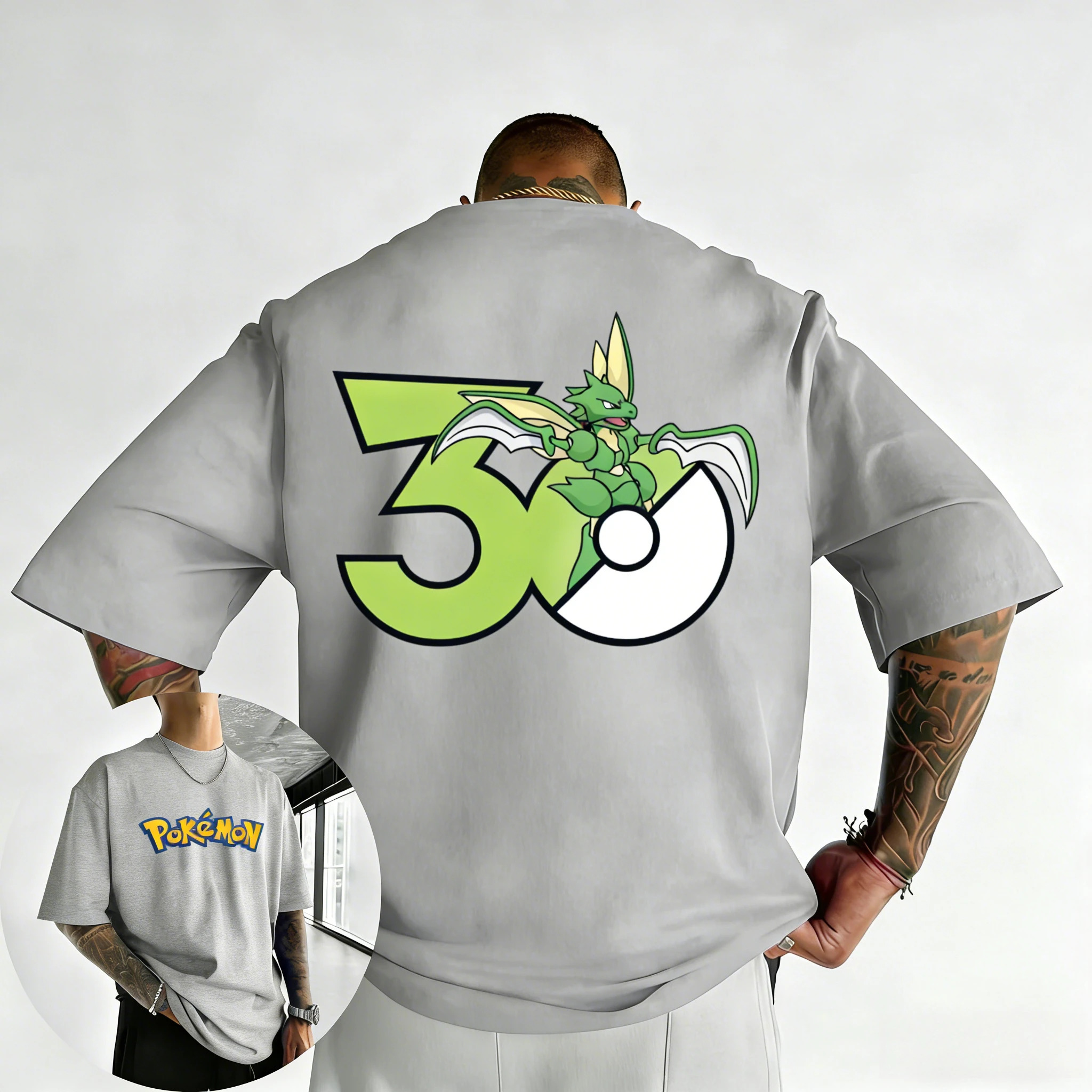 camiseta-pok-E-mon-30º-aniversario-flying-mantis-2026-verao-harajuku-masculina-e-feminina-solta-oversized-de-algodao-resistente