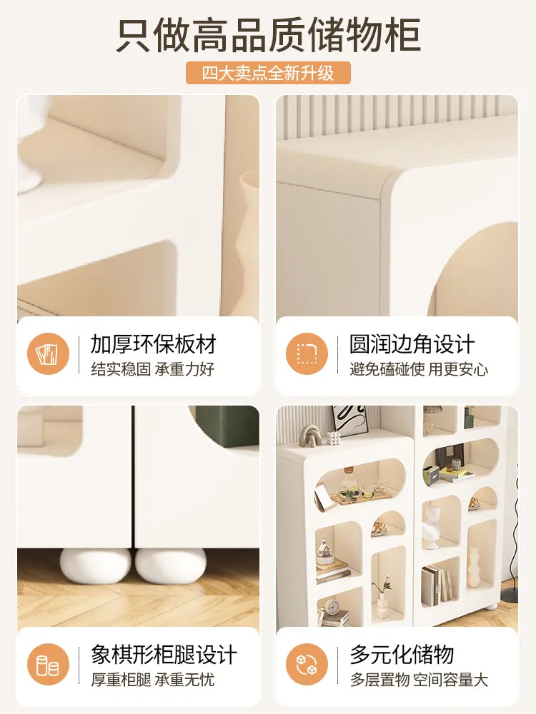 Customized bookcase display cabinet French cream wind white light luxury high-end household living room bookshelf design