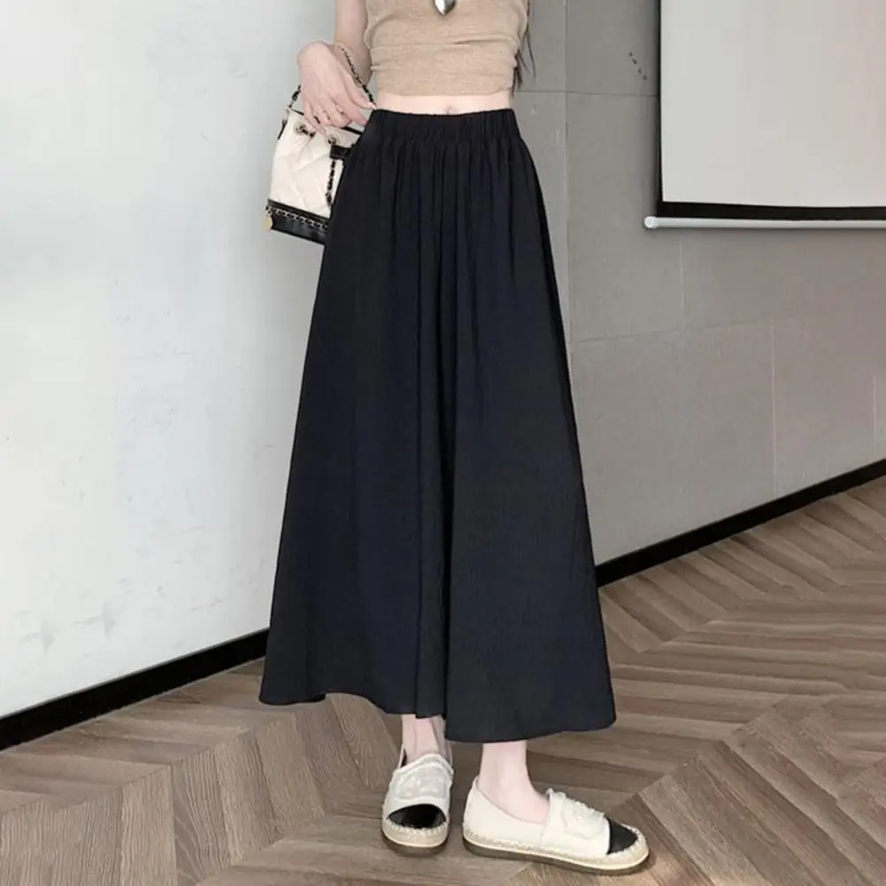 Повседневные юбки для поездок на работу. Стильные женские эластичные широкие брюки с высокой талией. Юбка для работы и отпуска. Однотонная повседневная юбка для школы.