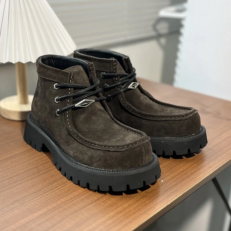 Western Boots Man Platform Ankle Boots Design Shoes Brand High Quality Motorcycle Boots Casual Outdoor Botas Para Hombre 2026 view 6