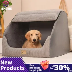 Kennel Winter Warm Medium Large Dog Golden Retriever Removable and Washable Closed Dog Kennel Bed Villa Cat Nest Pet Bed