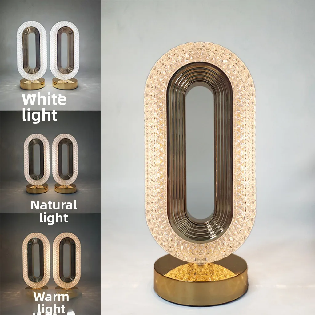 Charging crystal desk lamp Bedroom bedside ambient light European creative touch track dimmable