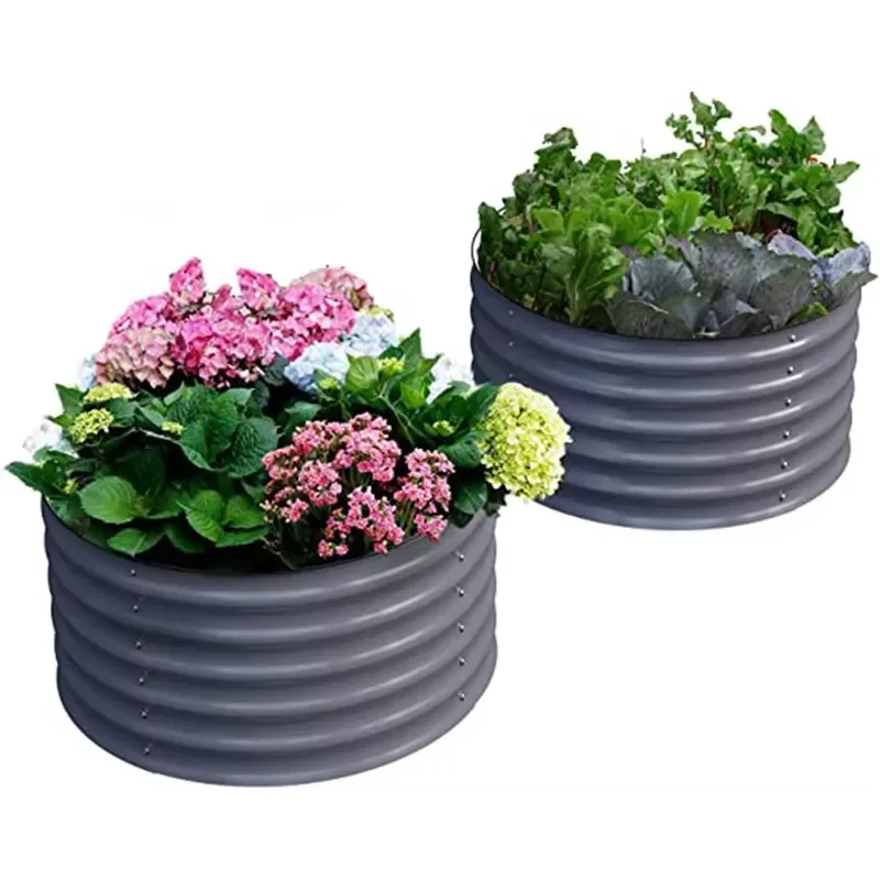 for 8 Inch Tall Galvanized Metal Raised Garden Bed Outdoor Planter for Growing Flowers Herbs Vegetables for Home Use
