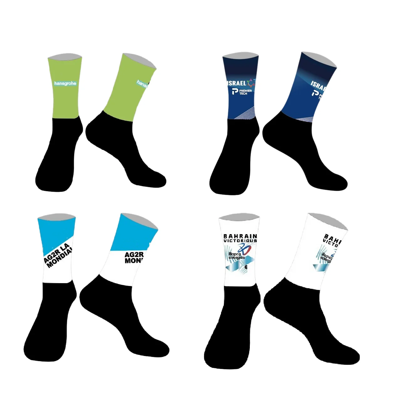 LASER CUT ONE PAIR AG2R BAHRAIN TEAM Cycling Socks Antislip Bike Racing MITI Breathable FOR Men and Women