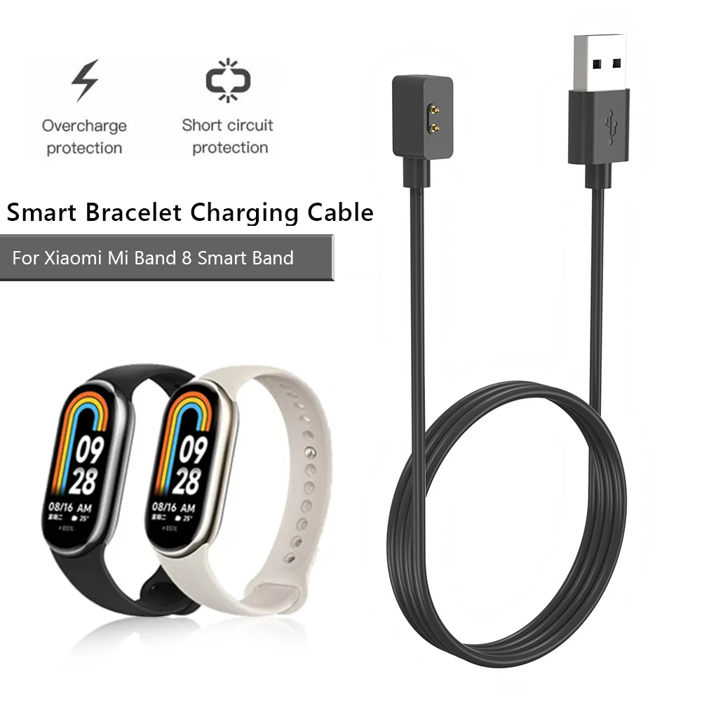 Kabel pengisi daya USB untuk Xiaomi Mi Band 8, kabel pengisi daya magnetik untuk Xiaomi Mi Band 8, aksesori pengisian daya perjalanan, 60/80cm