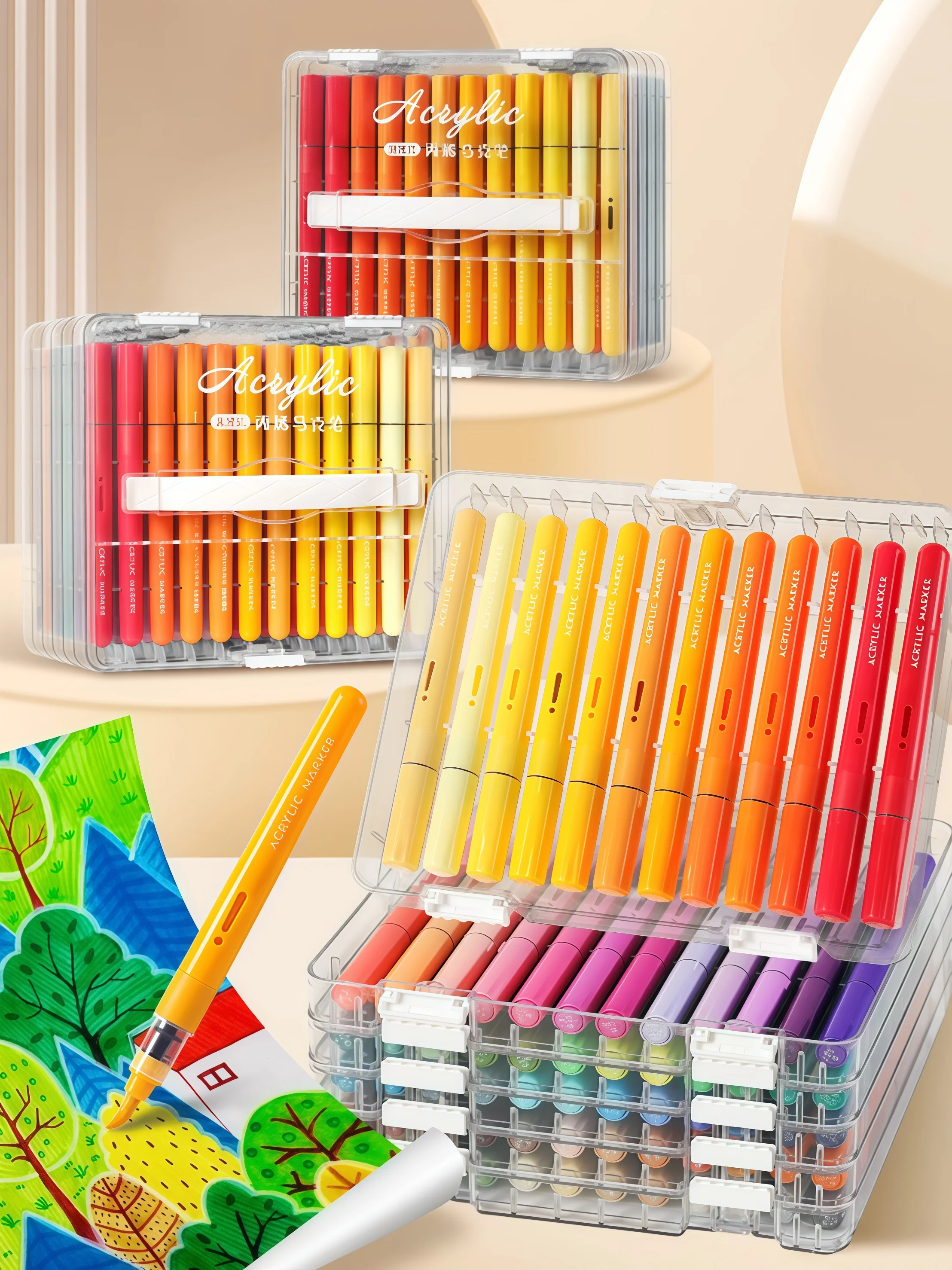 Refillable Acrylic Marker Set, Washable, Non-Toxic Watercolor Pen Kit for Kids' Art
