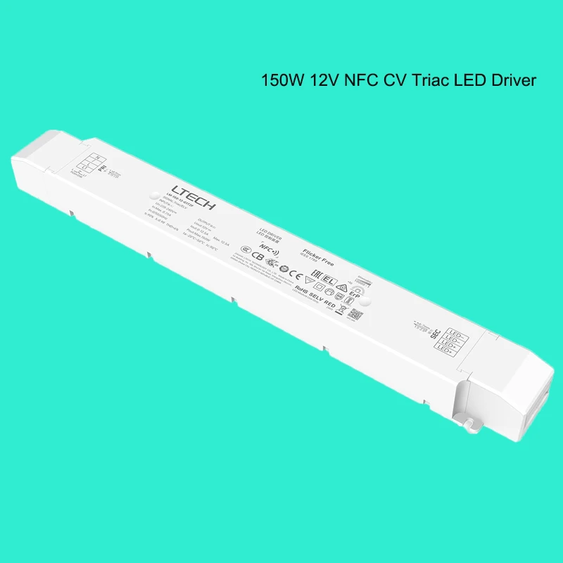 150W 12V 24V NFC CV Constant Voltage Led Triac Driver LTECH 220-240Vac Lighting Transformer Leading Edge Push Dim Phase-cut