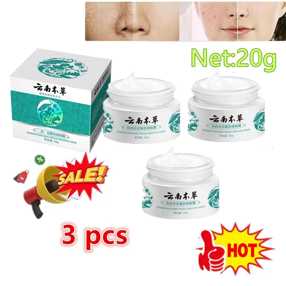 

3X 20g Powerful Yunnan Herb Whitening Freckle Cream Remove Spots Spots Dark Care Acne Face Skin Moisturizing Face Beauty