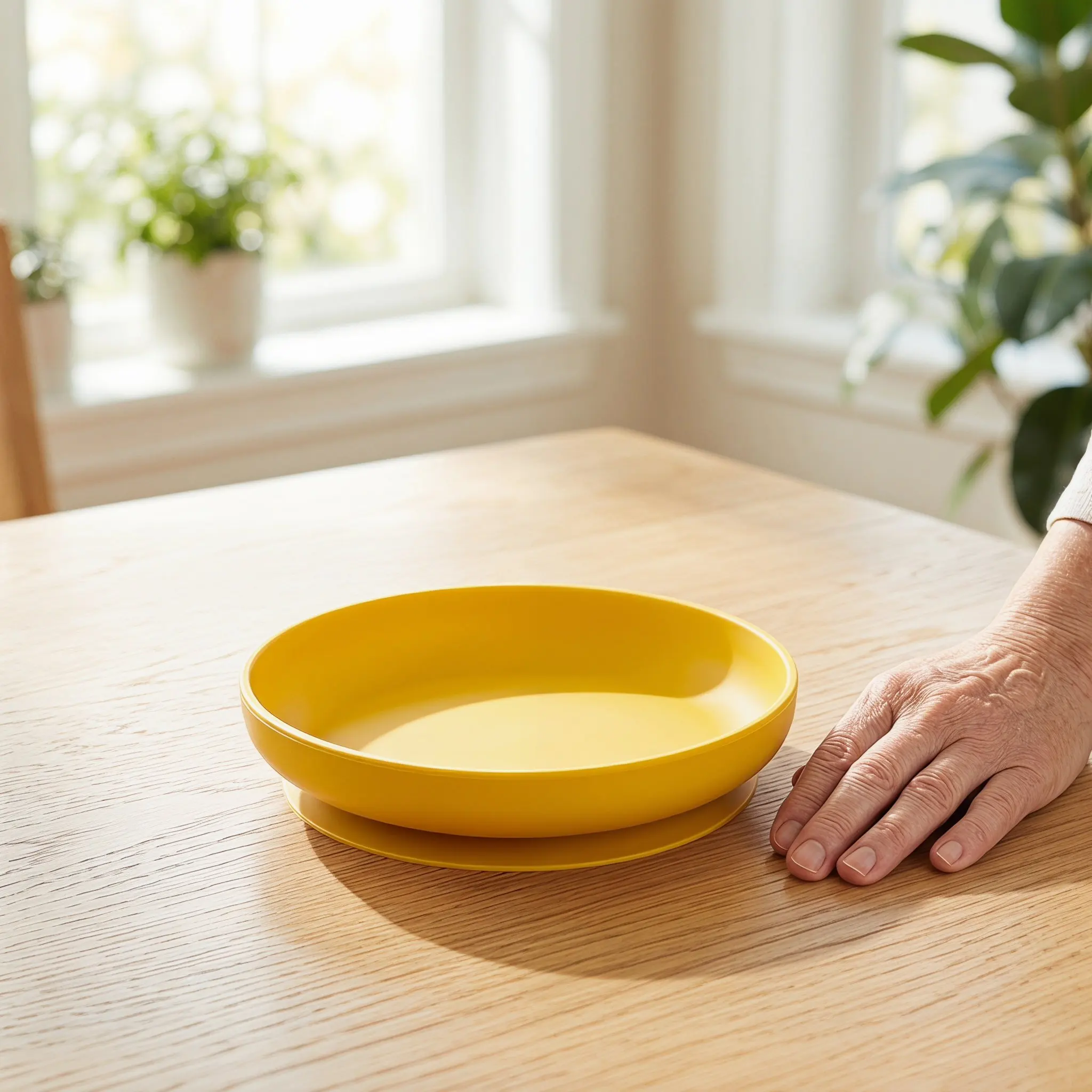 Spill Proof Dinner Plates Silicone Elderly Self Feeding Plate Suction Tray Non Skid Base Dining Tableware For Seniors