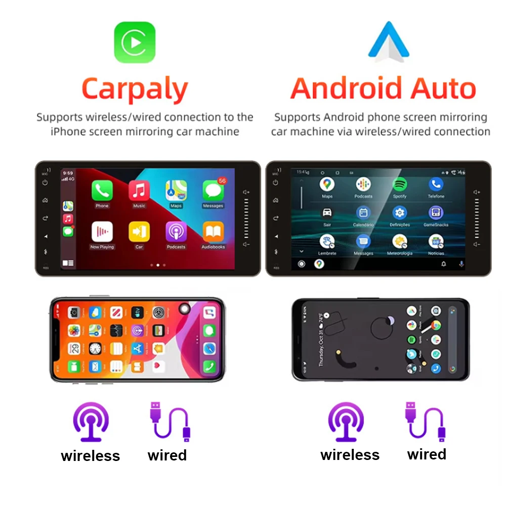 2Din 7 inch Universal Car Multimedia Radio CarPlay For Toyota CROWN CAMRY COROLLA 4G Car Radio Wireless GPS BT