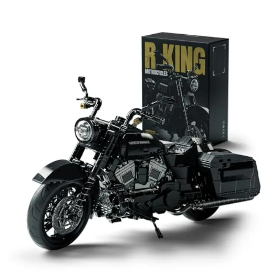 

Motorcycle display model for adults, ABS plastic, matte black, realistic cruiser design with detailed engine and chrome accents