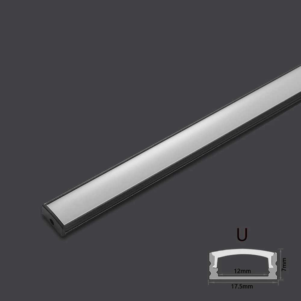 Copertura nera 3-30 pezzi/pacco Profilo in alluminio LED 0,5 m/pezzo Forma U/V Adatto per alloggiamento per strisce luminose a LED da 8-12 mm Canale led