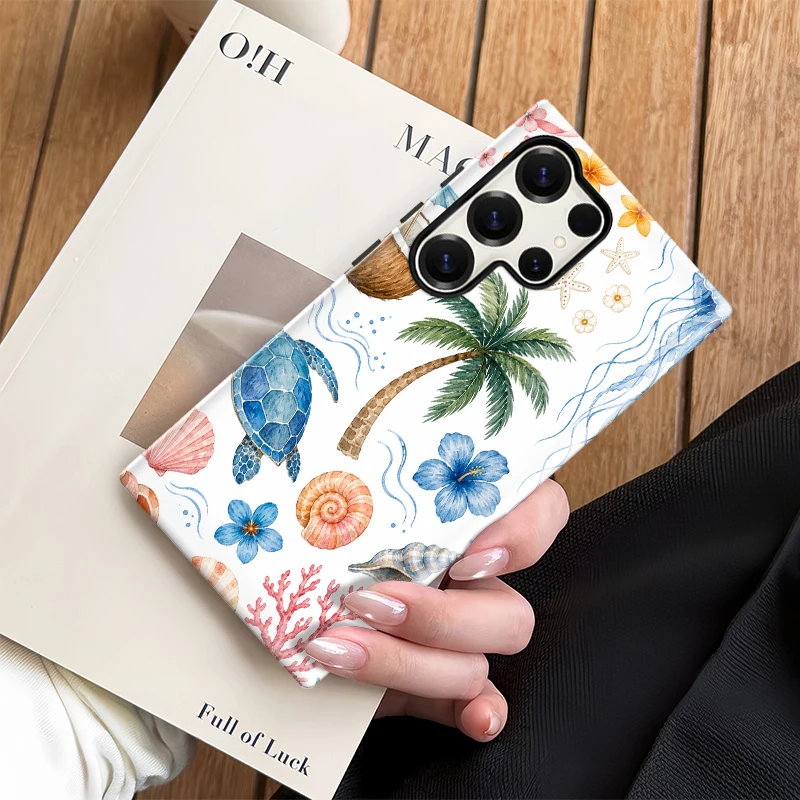 Fcicicase Sea Turtle Coconut Tree Print Phone Case For Samsung Galaxy S26 Plus A56 A16 S25 A26 A36 S24+ S23 Dual Layer Cover - view 6