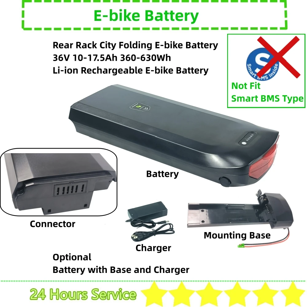 Li-ion City Folding Bike E-bike Battery 36V 8Ah 8.8Ah 10.4Ah 11.6Ah 13Ah 17.5Ah for Phylion Joycube JCEB360-11.6-K XDS Velectrix