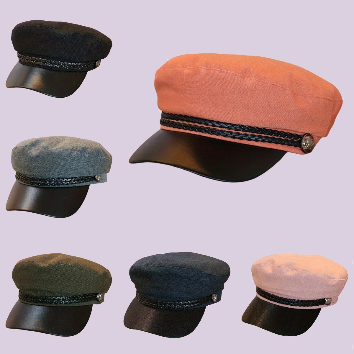 

1PC High Quality Casual Military Cap Man Woman Cotton Beret Flat Hats Captain Cap Trucker Vintage Black Sport Dad Bone Male