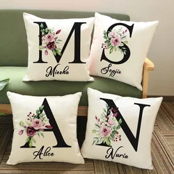 Personalised Pillow Cases Custom Initial with Name Cushion Cover  Bridesmaid Pillowcase Housewarming Birthday Wedding Gifts