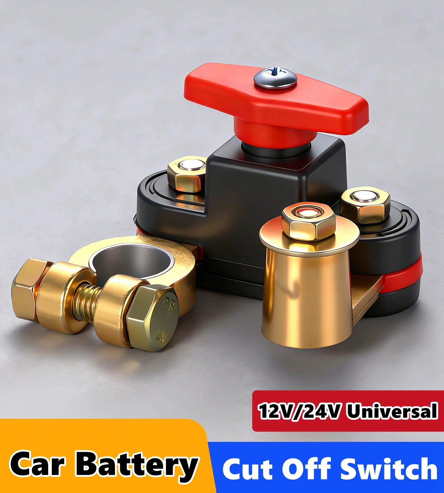Interruptor de Corte de Batería de Motor 12V/24V ﻿ Interruptor Automático de Desconexión, Protector Contra Fugas de Corriente, Universal para Autopartes
