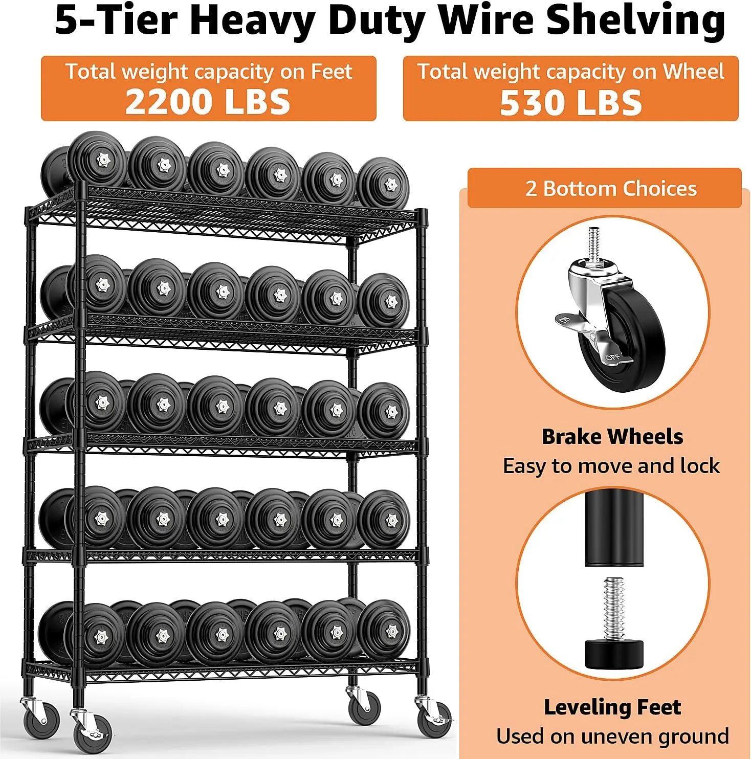 رفوف المرآب 5 وحدات رفوف معدنية صناعية للتجميع التجاري، الطابق السفلي، المخزن، المستودع، المدرسة، سهلة التجميع