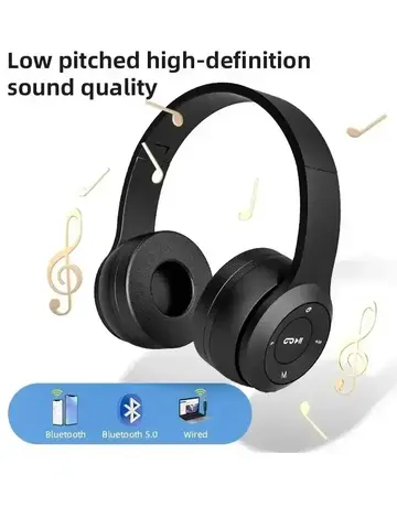 Stereo P47 Headset 5.0 Bluetooth Headset Folding Series Wireless Sports Game Headset for iPhone 16 15 14 13 12 Pro Max XiaoMi