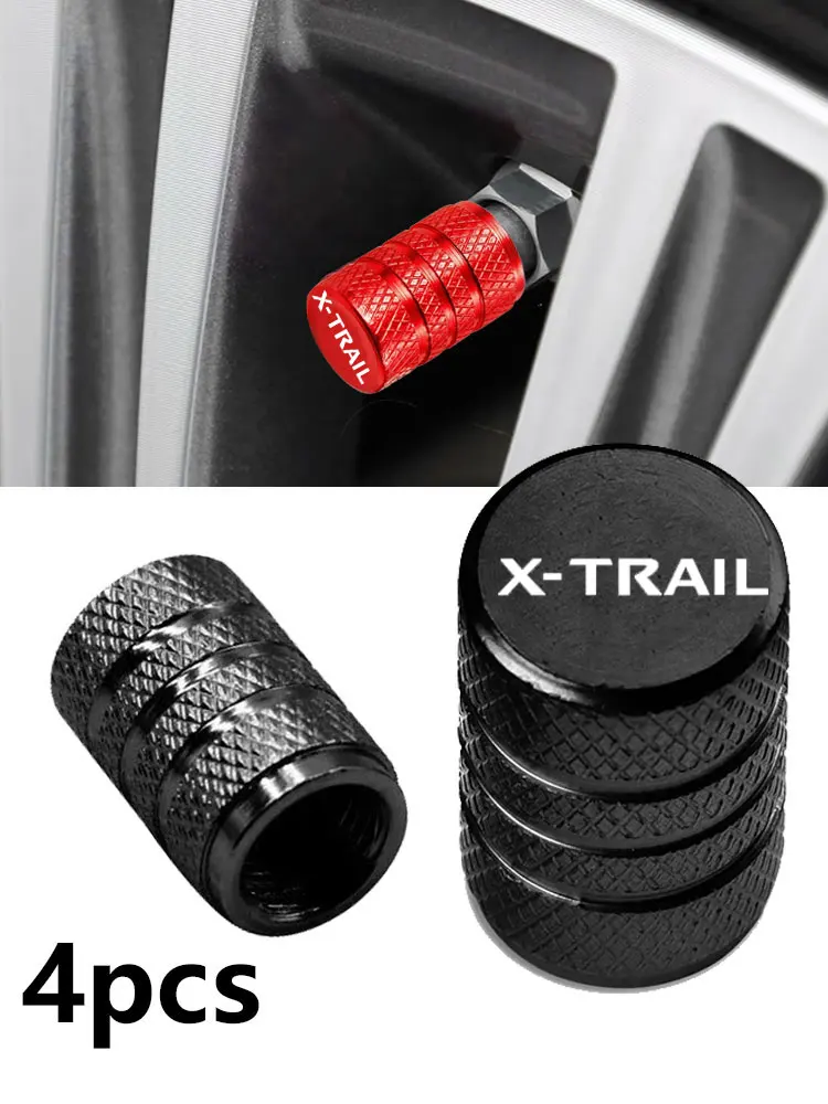 Bouchons de Valve de pneu de roue de voiture, Badges automobiles pour Nissan x-trail Xrail, couvercles de tige de pneu, accessoires étanches à la poussière d'air, 4 pièces