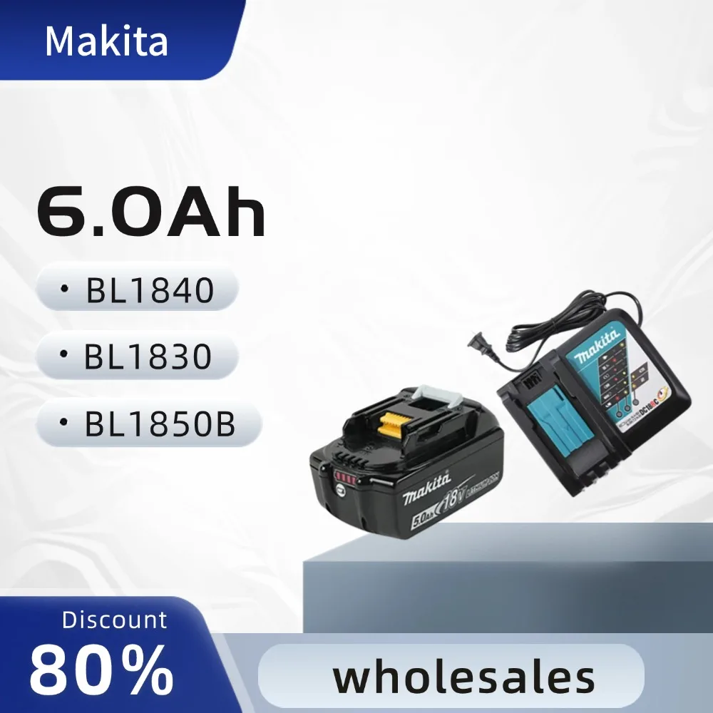 Original Makita 18V 6.0Ah wiederaufladbarer geeignet  Makita BL1840 BL1830 BL1830B BL1850 BL1850B Original-Elektrowerkzeug-Akku