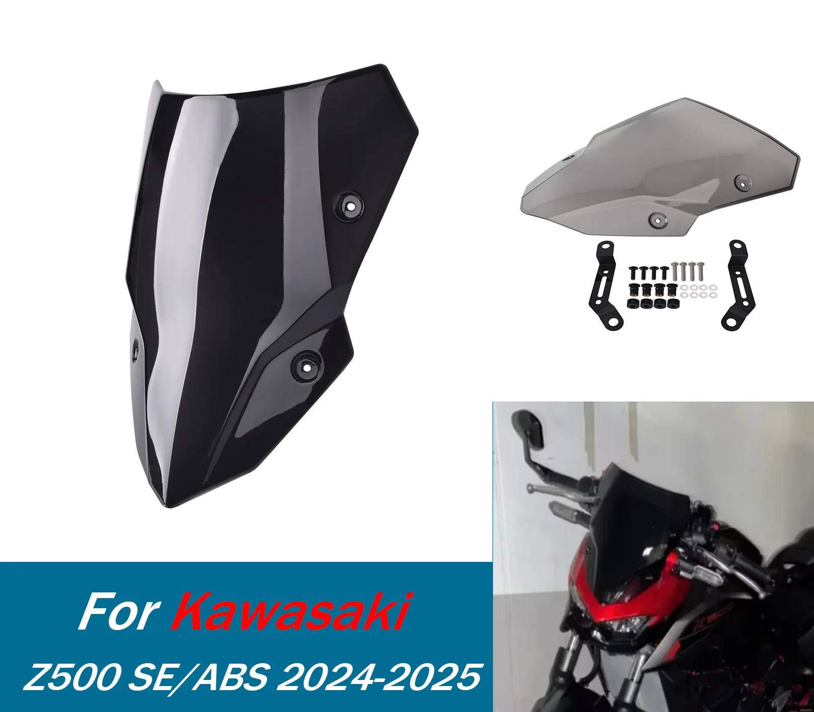 

Z500 ABS лобовое стекло для Kawasaki Z 500 SE 2024 2025 мотоциклетные воздушные ветровые дефлекторы, аксессуары для переднего экрана