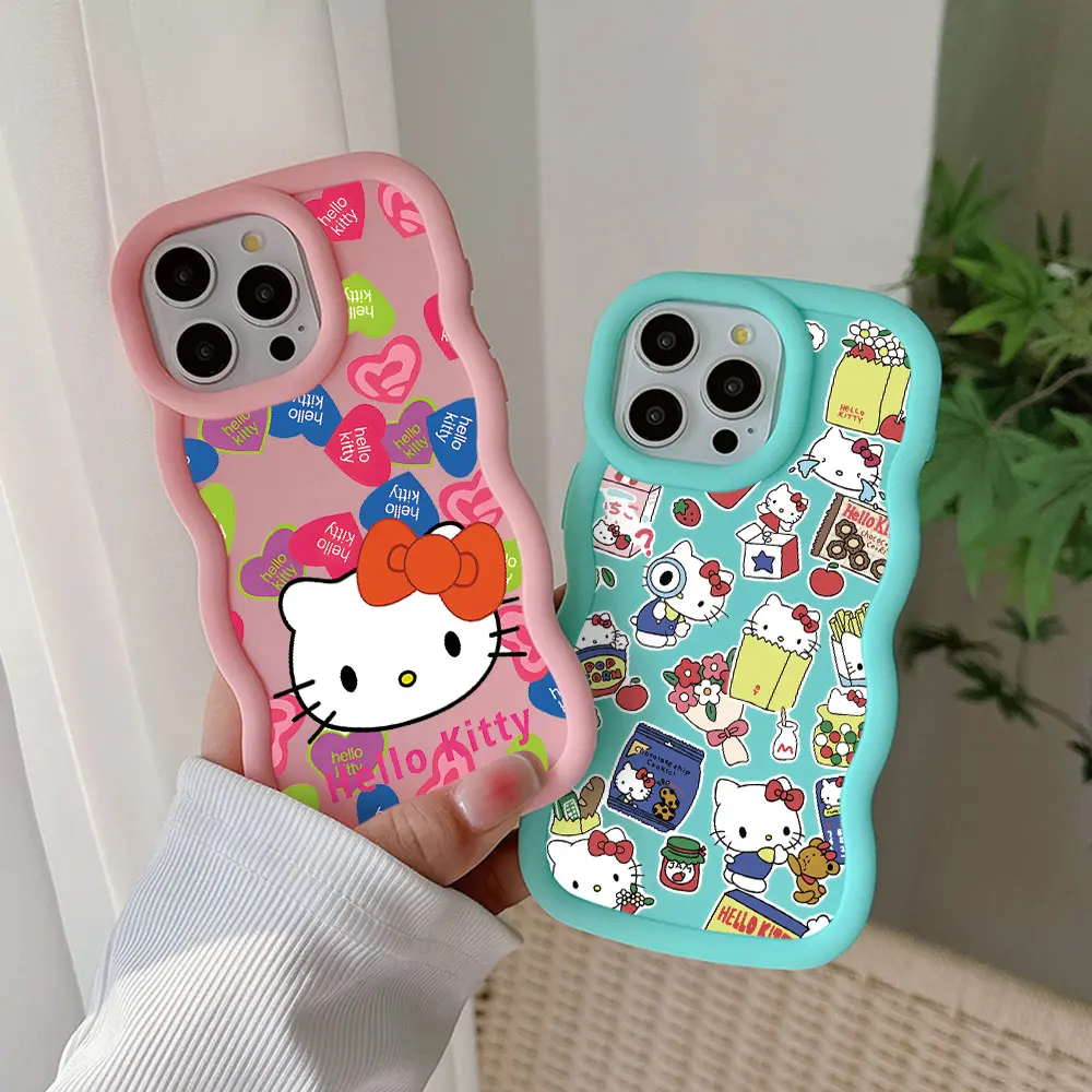 Cute Hellos Kittys Kawaii Phone Case For OPPO Reno 2 4 5 6 7 7Z 8 8T 10 11 Z Pro 4G 5G Candy Color Soft TPU Back Cover