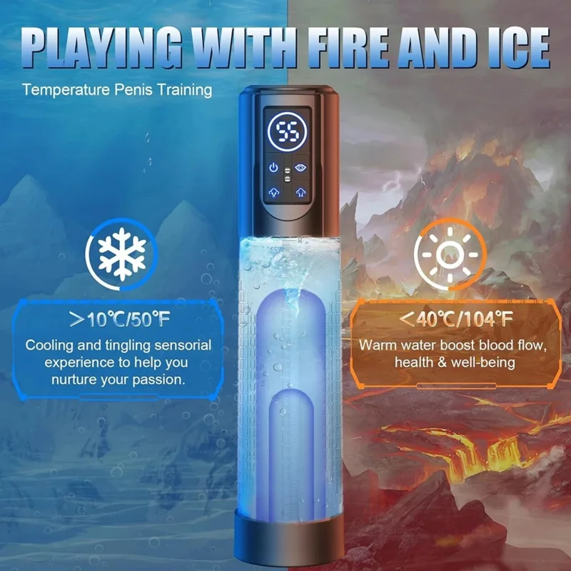 مضخة القضيب محسن ممارسة IPX7 مقاوم للماء لعبة الجنس الكهربائية للرجال الاستمناء الكبار الذكور القضيب توسيع فراغ