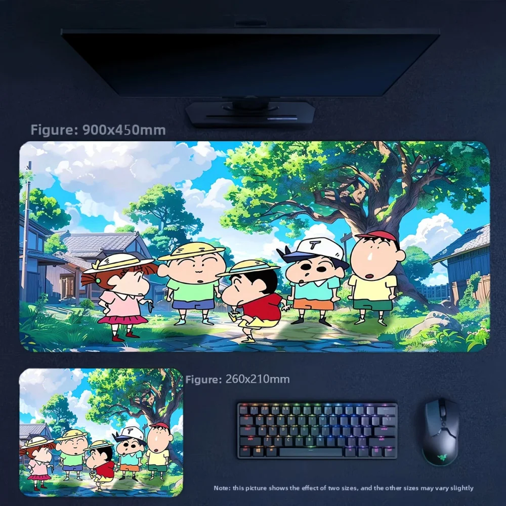 Cartoon Panda Crayon Shin-chan Animation Leather Mouse Pad Crayon Shin-chan and His Friends Print Pattern Large Size Table Mat