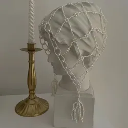 Womens Beaded Hat Handmade Woven Chain Headwear