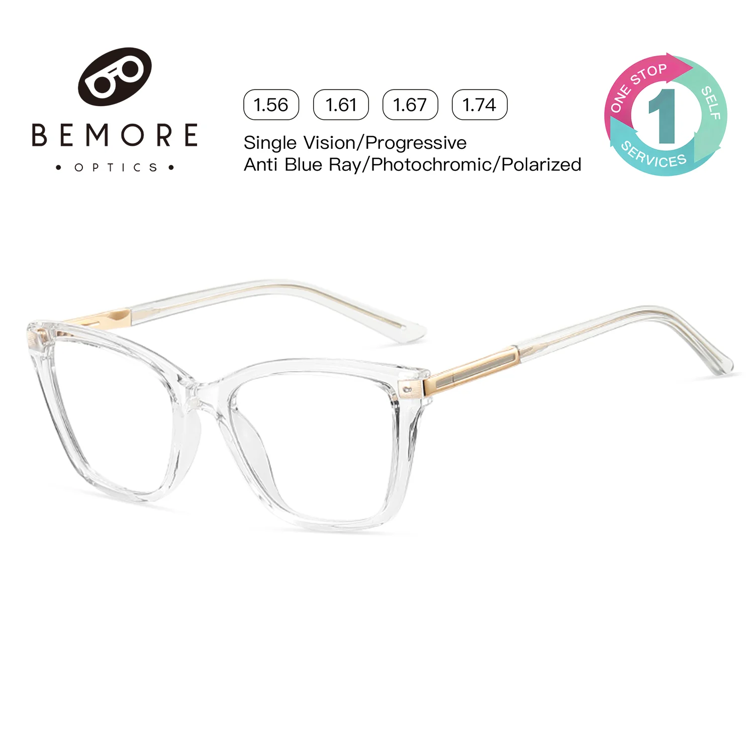 BEMORE Butterfly Woman Presbyopia Reading Anti-Blue Light Computer Eyewear with Myopia Degree be Customizable Prescription