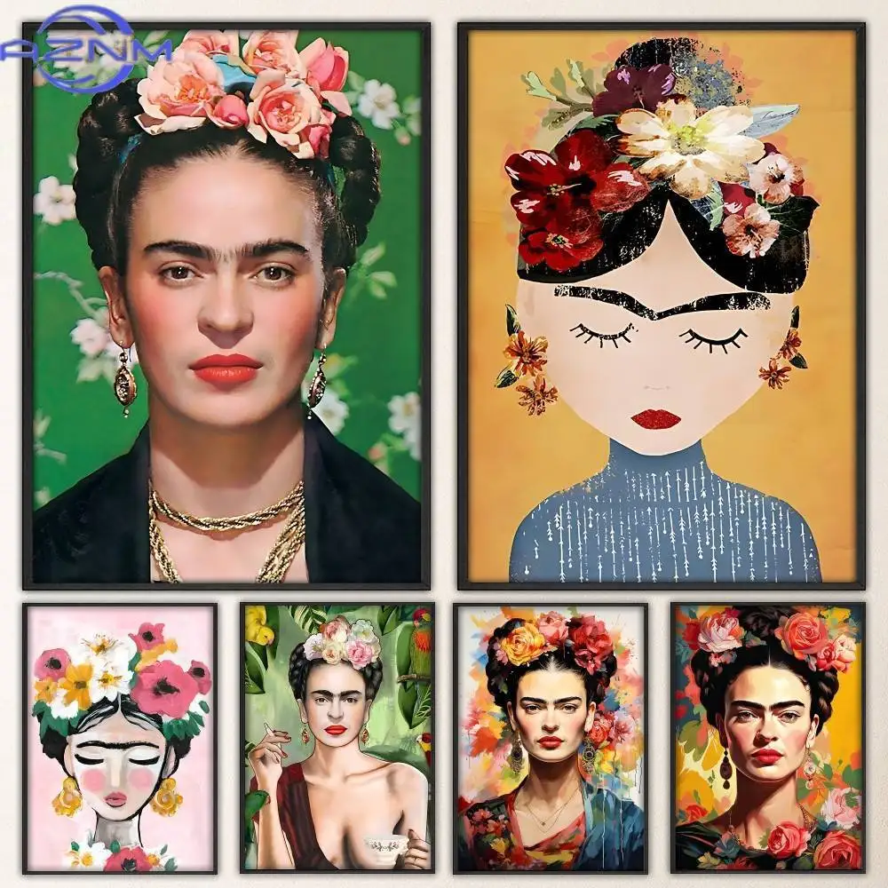 Artist F-Frida K-Kahlos Painting Fancy Wall Sticker for Living room bar retro decorative painting room