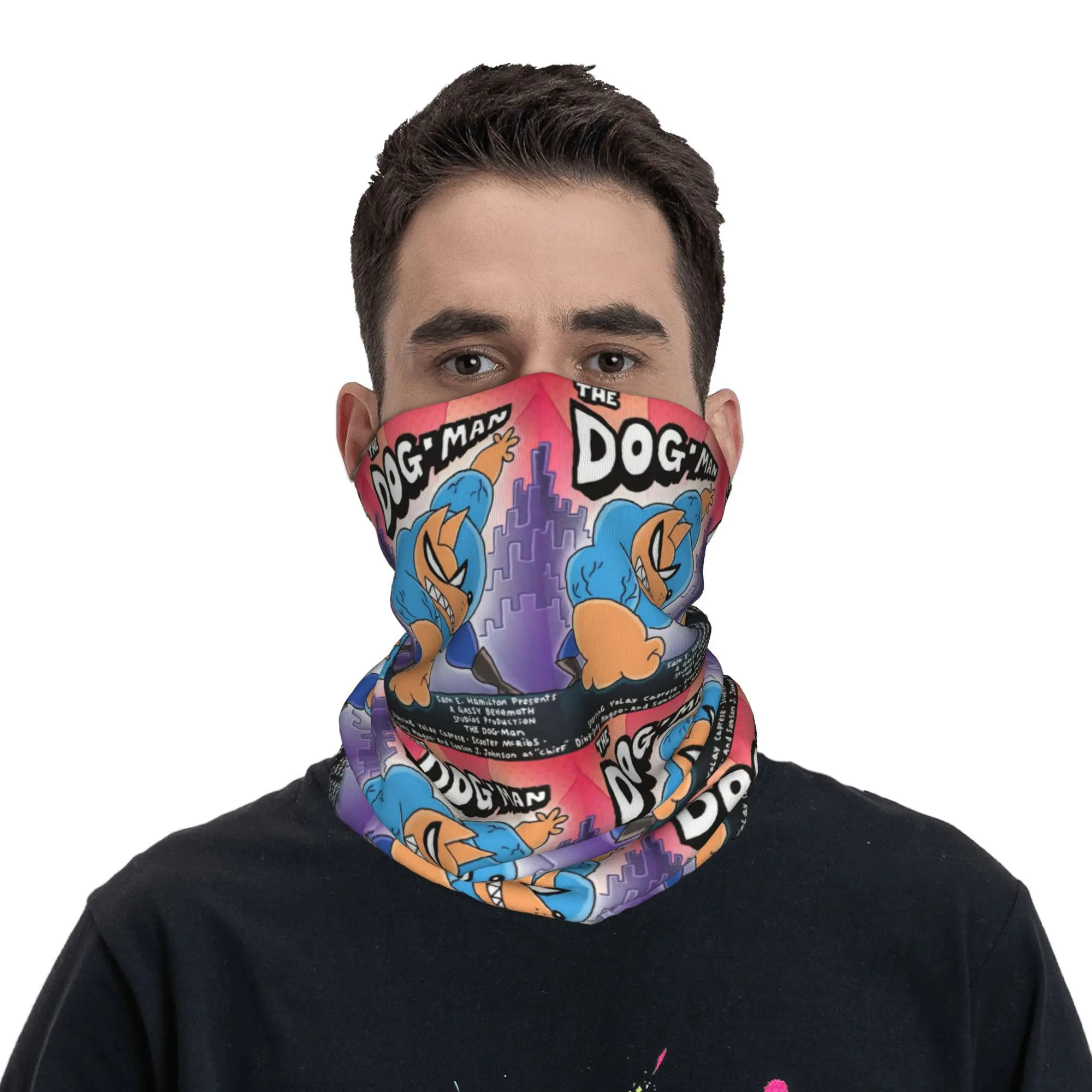 Dog Man Dogman Movie 2025 Comic Bandana Neck Gaiter Printed Wrap Scarf Multifunction Headwear Running For Men Women Adult