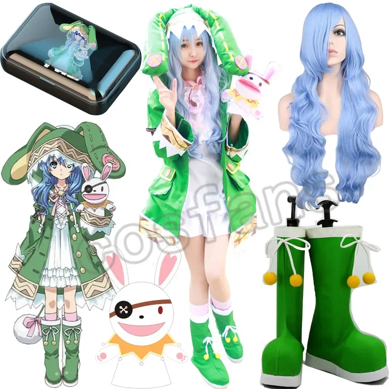 Date Live Yoshino Cosplay Costume W Green Hooded Women Girls Coat Halloween Costumes Socks DATE A LIVE Yoshino Cosplay Wig Shoes