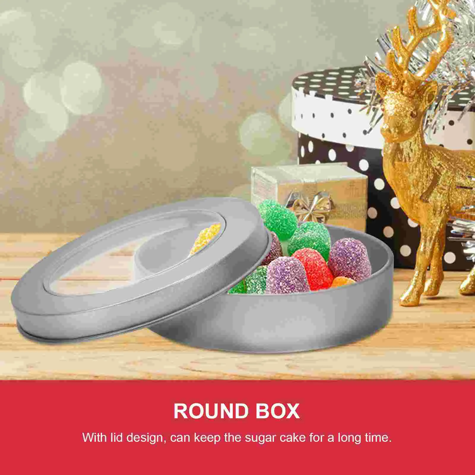 10 Pcs Sugar Cookie Tin Box Travel Food Containers Candles Round Tinplate Case Suite