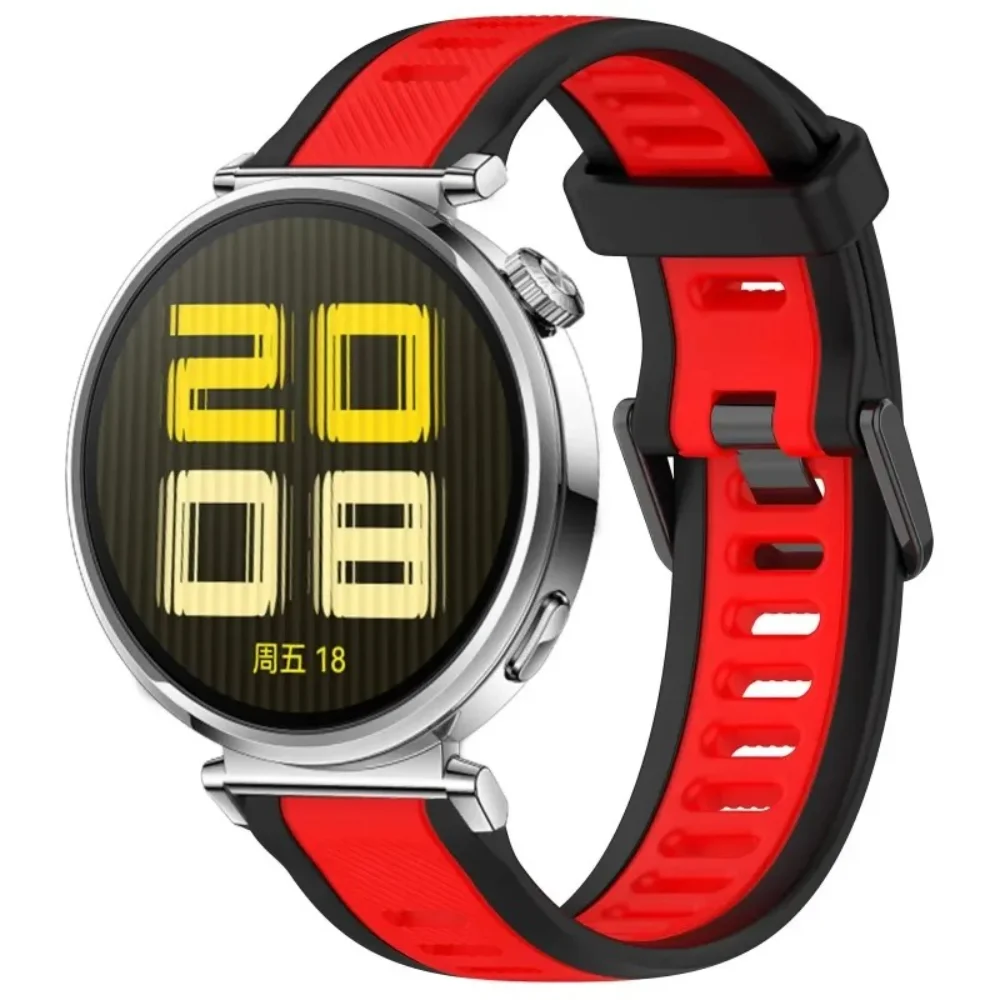 Мягкий силиконовый ремешок 18 мм для Huawei Watch GT5 Pro 42 мм, двухцветный полосатый удобный браслет для Huawei Watch GT4/5 41 мм Correa
