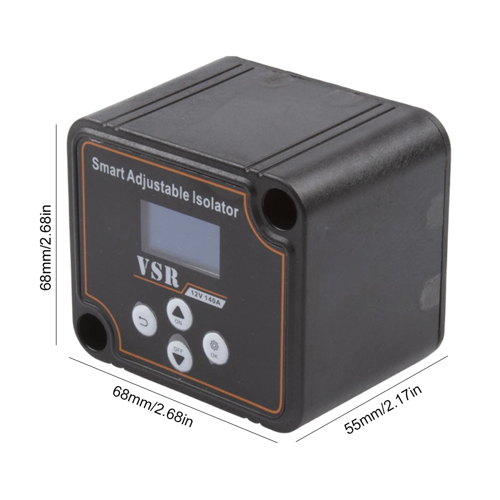 รีเลย์แยกแบตเตอรี่คู่แบบปรับได้ 12V 140A พร้อมการตั้งค่าแรงดันไฟฟ้าแบบดิจิตอล สำหรับรถออฟโรด รถบ้าน เรือยอชท์ ATV UTV เรือ