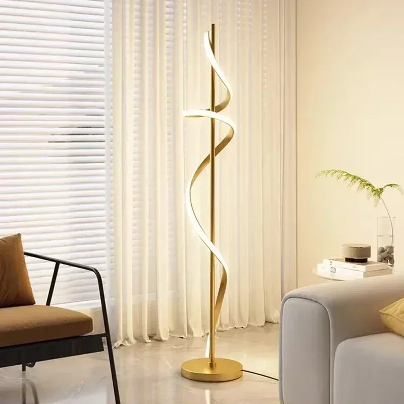 Nordic Rotate Design Aluminum Material Floor Lamps Dimmable Living Room Dining Room Bedroom Sofa Simple Stair Home Decor Fixture