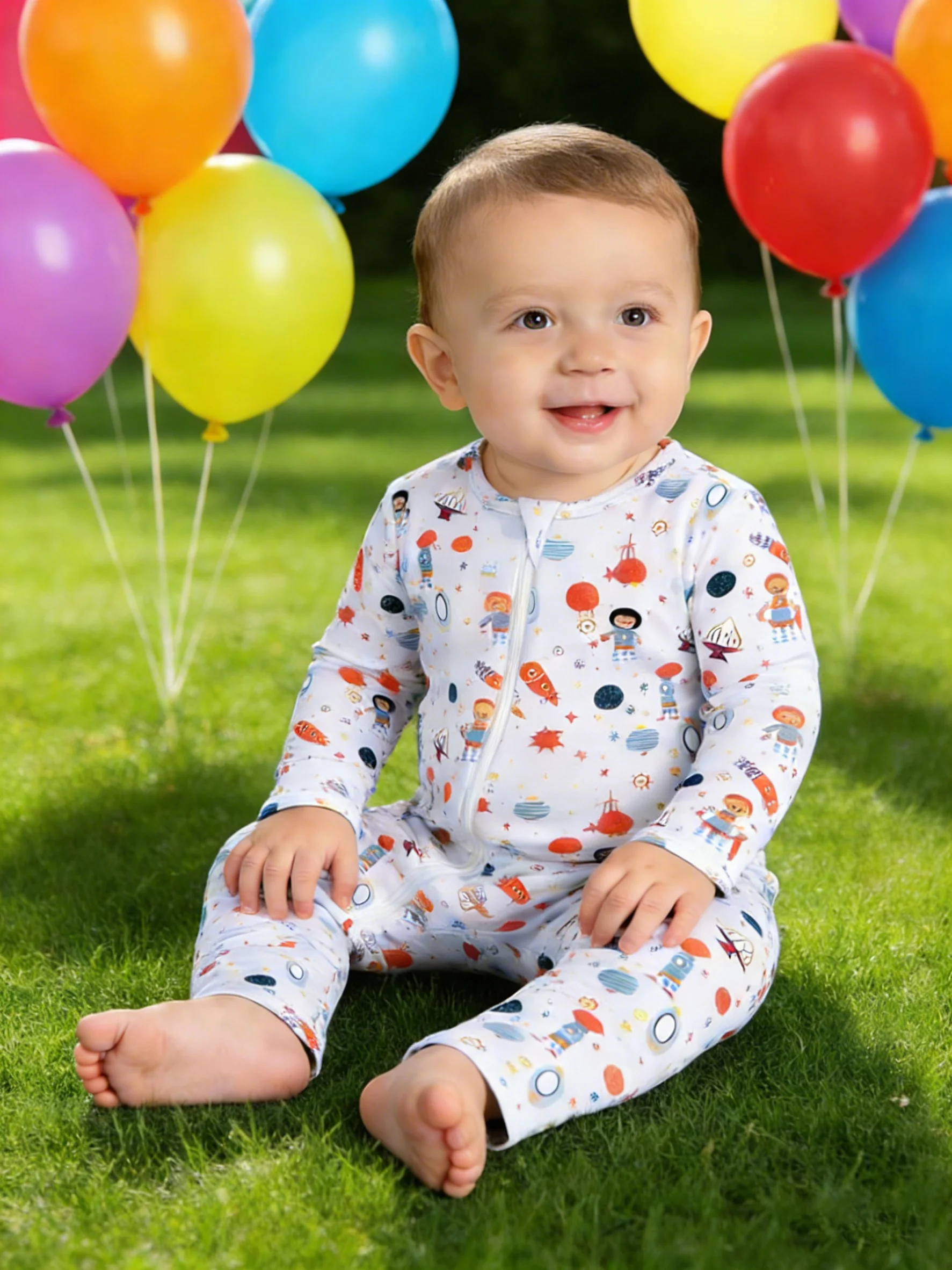 Infant Bamboo Fiber Onesie with Zipper Design, Suitable for All Seasons, Fits 0-24 Months, Can Be Worn Outdoors
