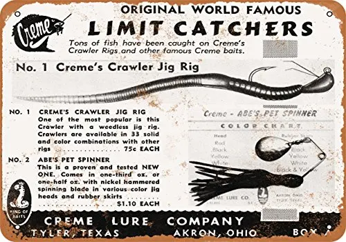 Wall-Color  Metal Sign - 1961 Creme Fishing Lures - Vintage Look