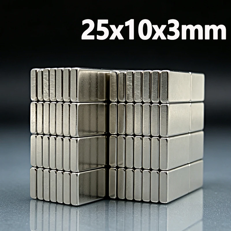 25x10x3mm Magnet 5-200pcs N35 NdfeB Permanent Magnetic Imanes 25*10*3 Accessory Square Shape Garage Tool Fridge Neodymium Magnet