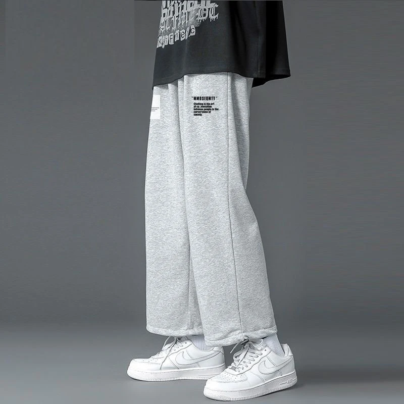 2023 Autumm Winter Oversized Loose Casual Letter Printing Straight Sweatpants Male Elastic Midi Waist Trend Fashion Pants Men