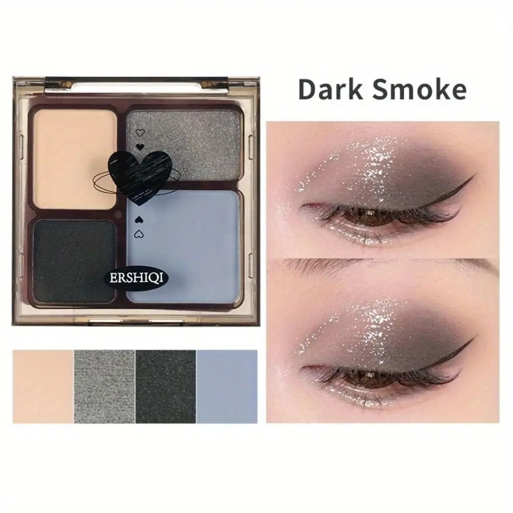 Waterproof 4 Color Eyeshadow Palette Shimmer Smoky Pearlescent Eye Plate Long Lasting Natural Blue Smoked Eye Shadow Daily Use