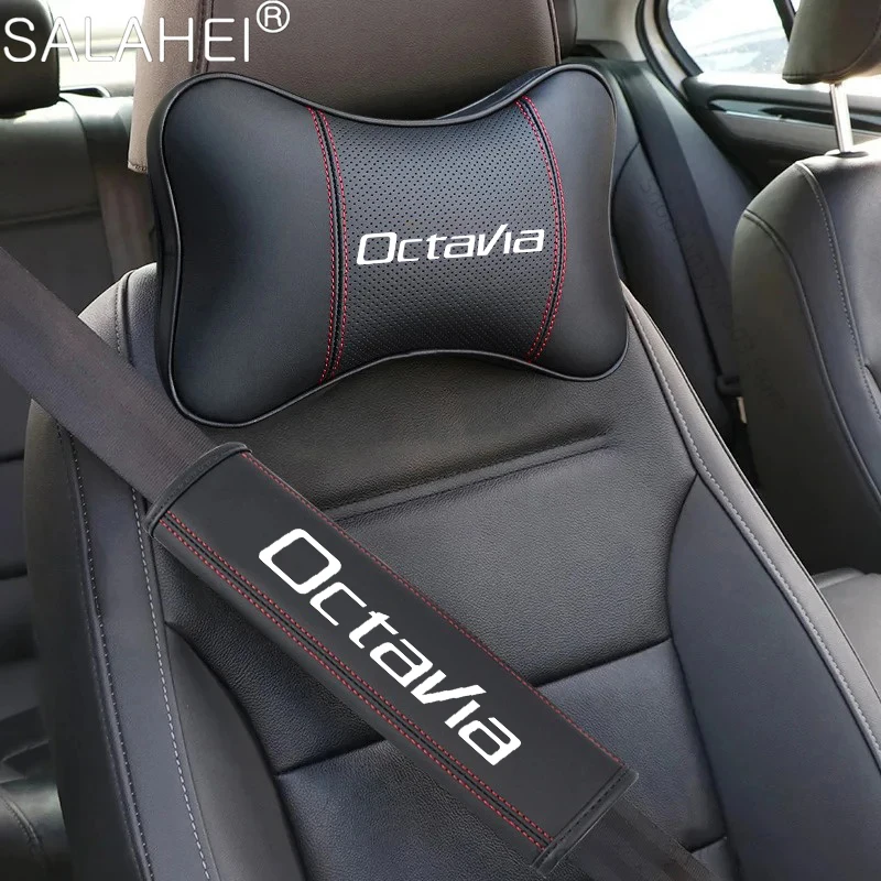 Car Headrest Neck Pillow Seatbelt Shoulder Pad For Skoda Octavia A5 2 Tour A4 Mk1 Mk2 3 Rs 2006 1Z A7 5ers A5 2007 Vrs 2015 2017